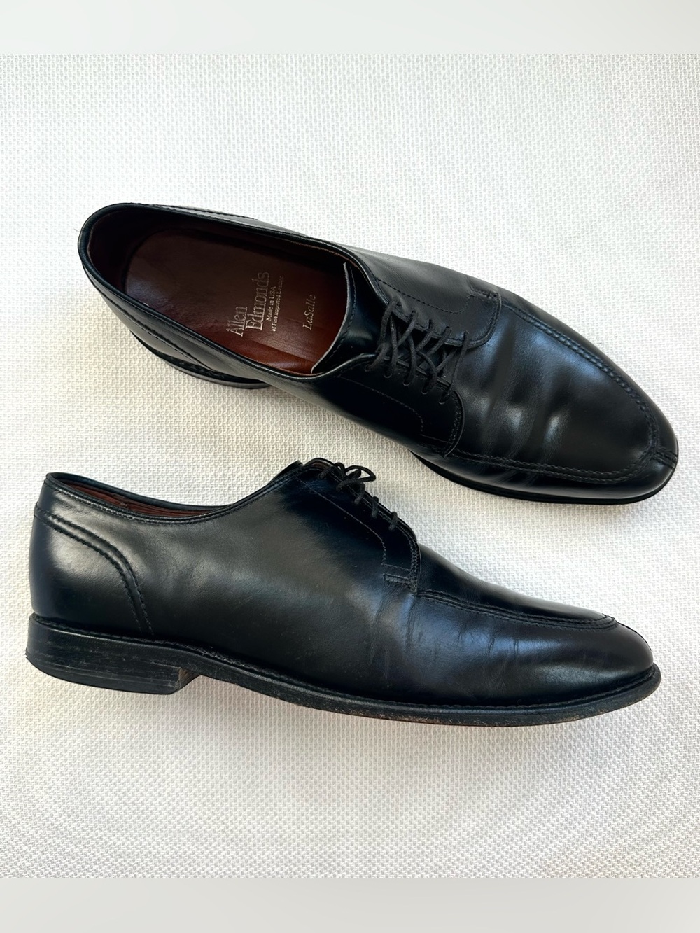 Allen Edmonds 8 D LaSalle Black Leather Split Toe Derby Oxford Lace Dress Shoes